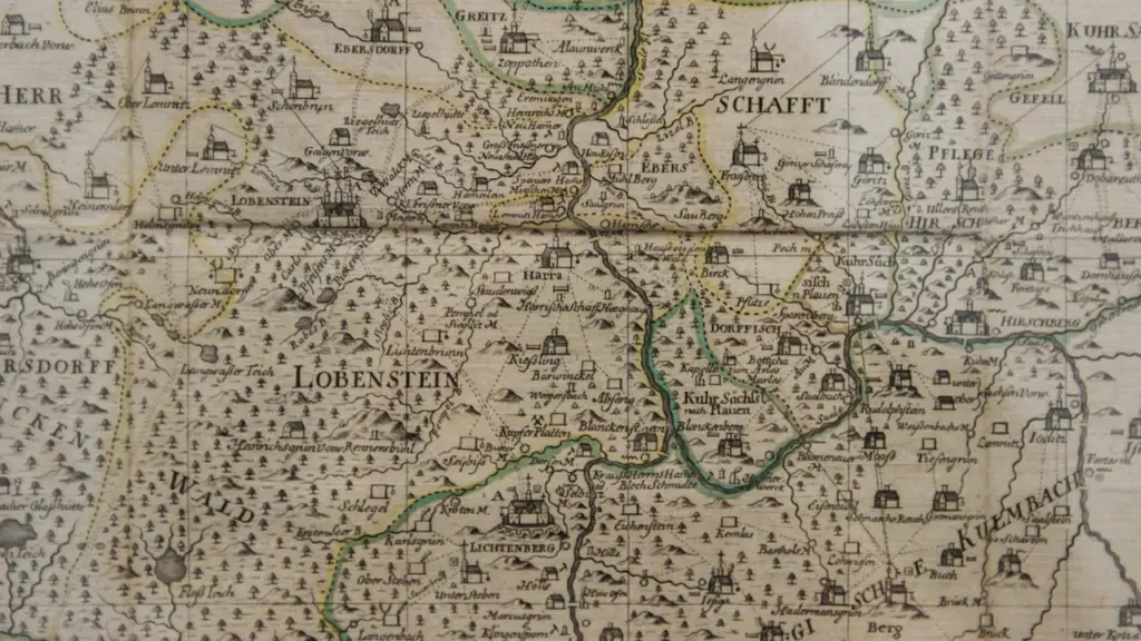 Historyczna mapa przedstawiająca dawne granice i tereny europejskie w XVIII wieku