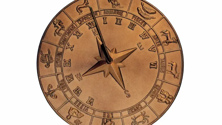 Złoty medal z grawerowanymi symbolami znaków zodiaku na białym tle